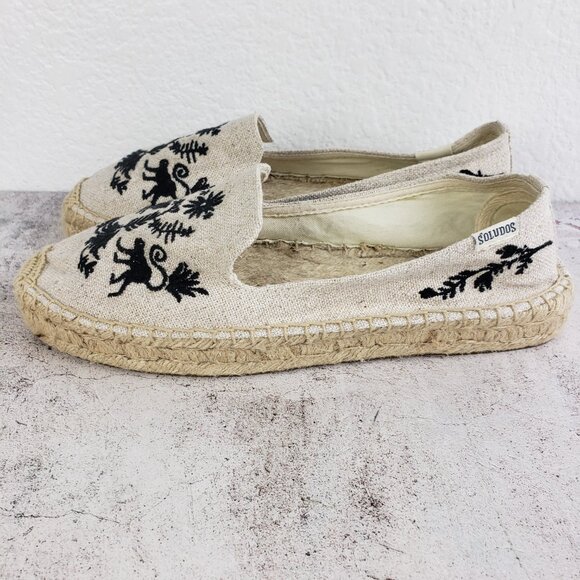 Soludos Espadrilles Shoes Embroidered Canvas Jute Bohemian Resortwear size 9 - Picture 2 of 13